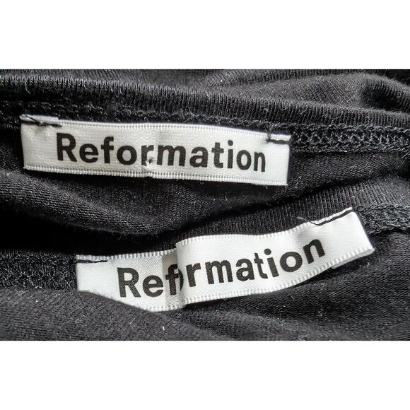 Reformation Top Skirt Set Black Rylan Two Piece Knit Twist Front Misses Size L - Picture 8 of 11